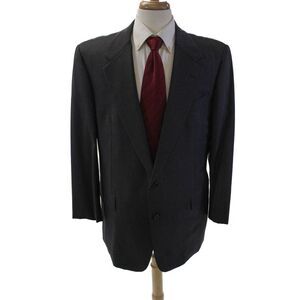Hickey Freeman Mens Wool Striped Two Button Long Sleeve Blazer Gray Size 44L